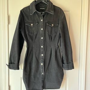 PrettylittleThing - Black denim mini dress Sz10